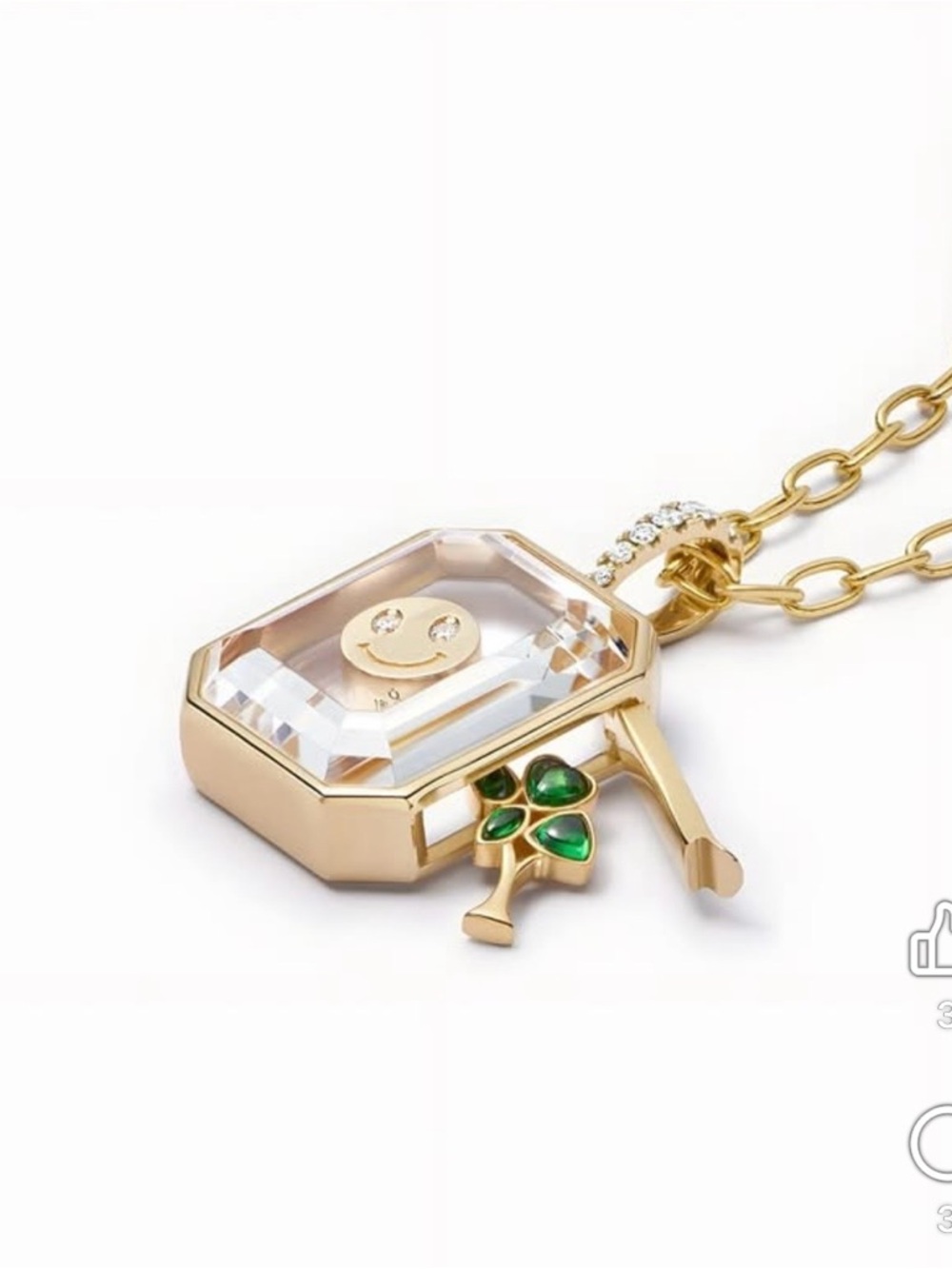 Gold-Tone Crystal Charm Necklace with Choice of Three Charms